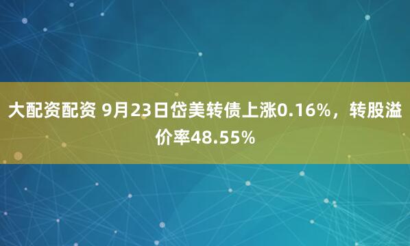 大配资配资 9月23日岱美转债上涨0.16%，转股溢价率48.55%